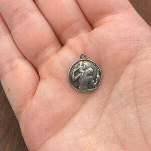 Vintage Paul Vincze 925 Sterling Silver Saint Christopher Pendant Bracelet Charm